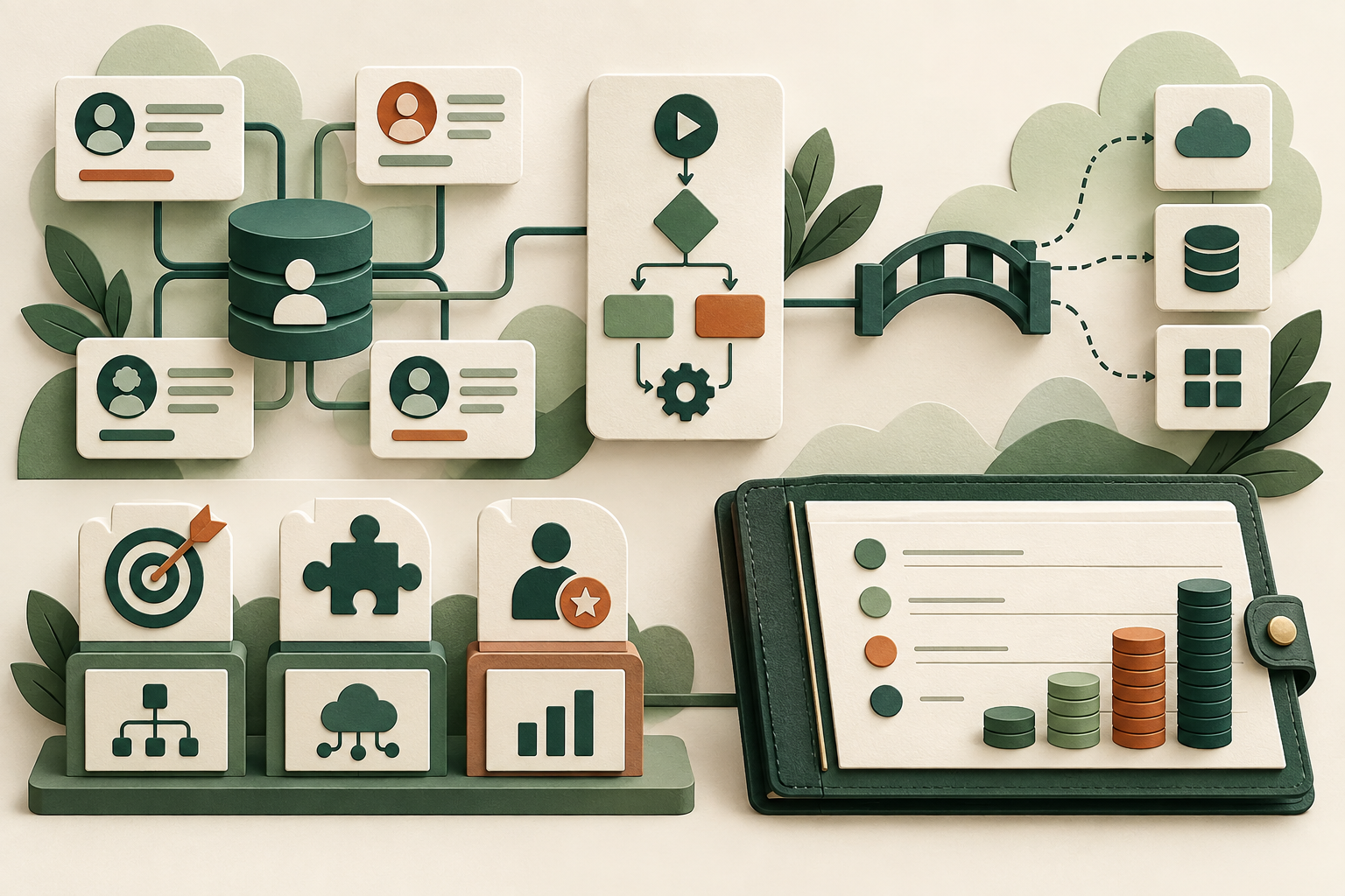 CRM records, automation, integrations, and resources involved in budgeting for a Salesforce developer.